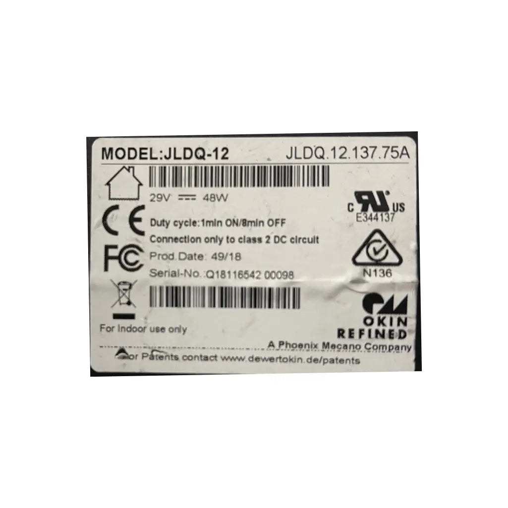 okin-actuator-jldq-12-137-75a-backrest-motor-label