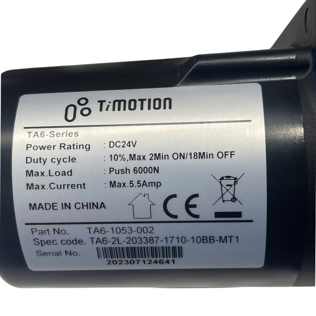 timotion ta6-1053-002 actuator motor label