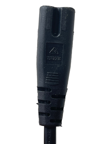 Rear view of the figure-eight IEC C7 connector with an embossed C-Tick mark