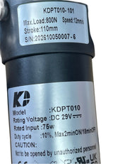 Kaidi KDPT010-101 labels showing DC 29V, 75W input and 10% duty cycle