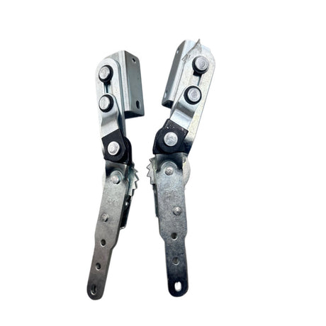 Example pair of articulated metal ratchet mechanisms with straight mounting arms