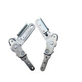 Example pair of metal ratchet mechanisms shown with angled mounting arms