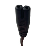 Front view of the figure-eight IEC C7 connector showing its two round openings