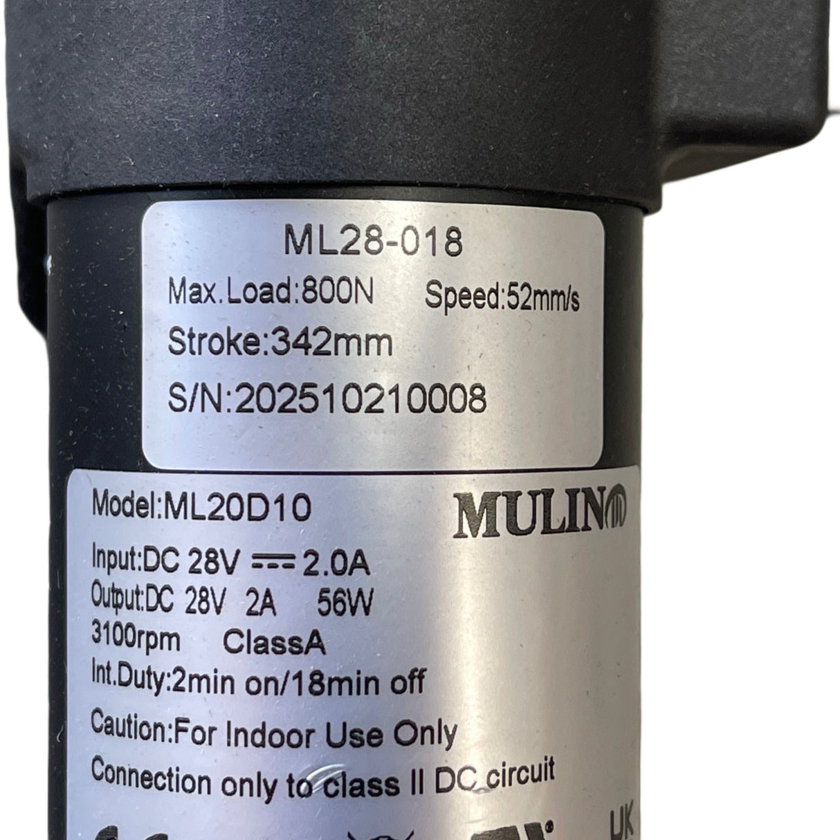 Mulin ML28-018 Actuator - Foot Rest Motor