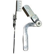 Front and side views of example curved metal mechanisms and mounting brackets